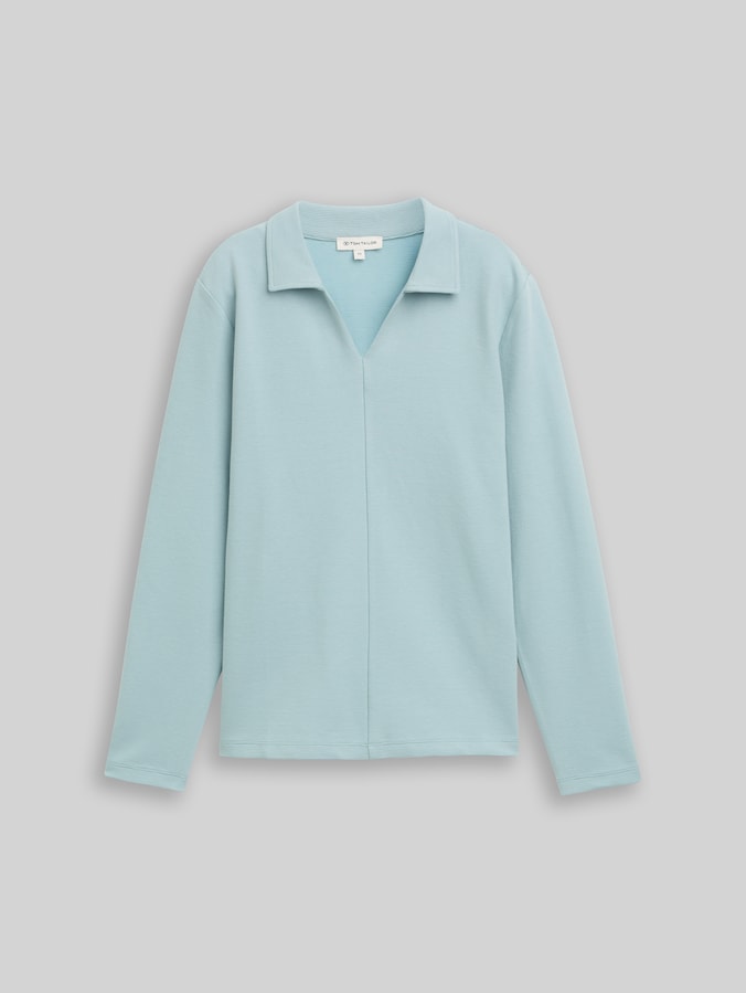 Shirt met lange mouwen en polokraag door Women, white moss