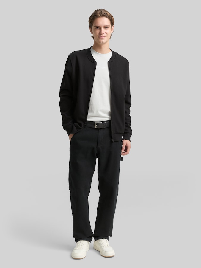 Sweatshirt jacket with bomber collar by Denim Male, Black