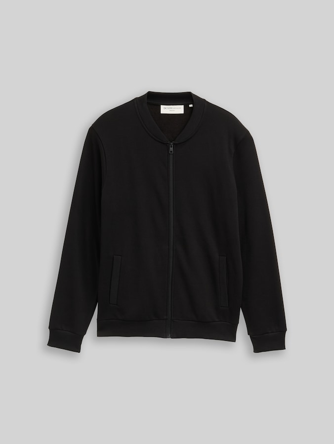 Sweatshirt jacket with bomber collar by Denim Male, Black