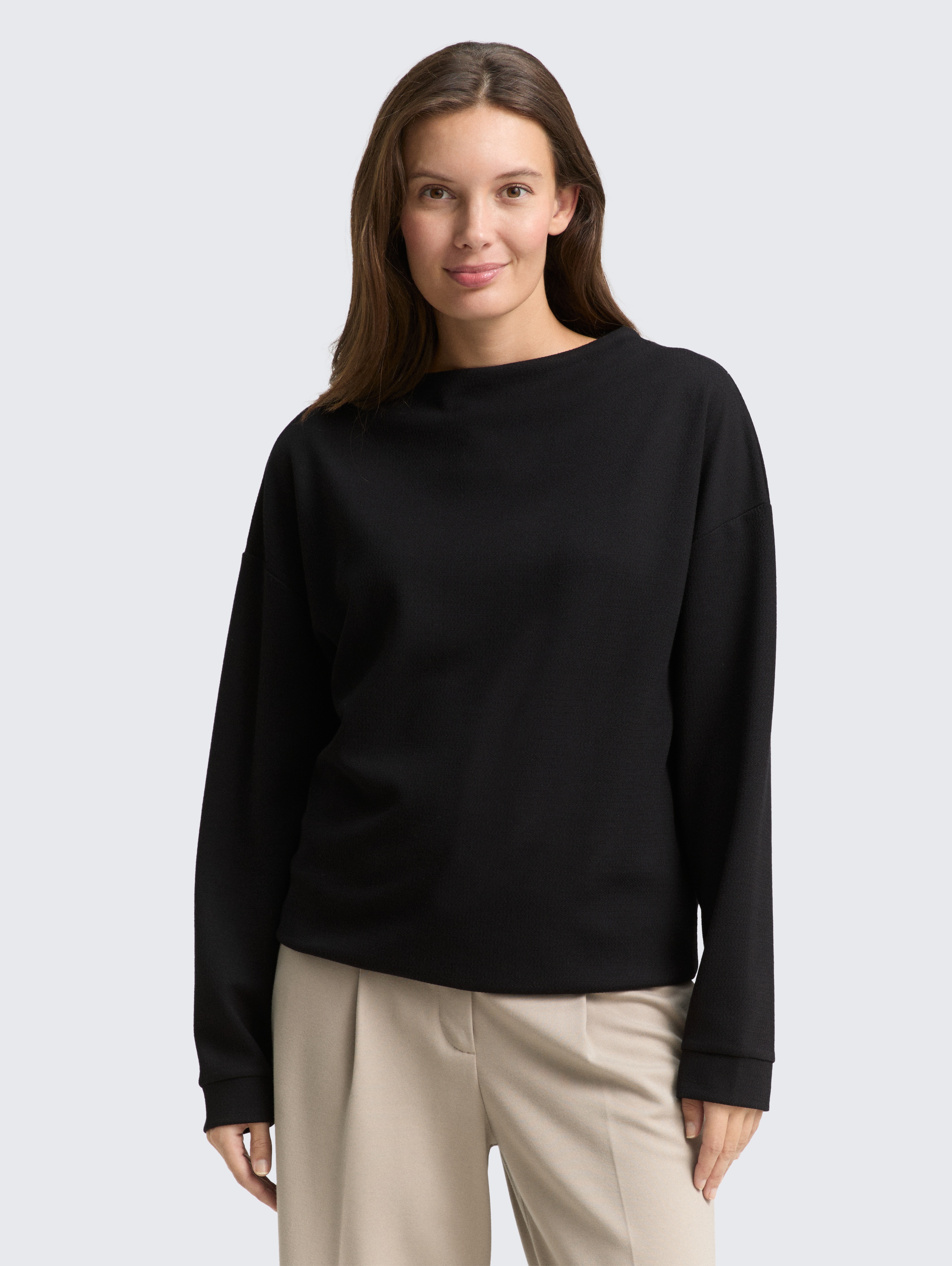 Loose Fit Sweatshirt mit Stehkragen von Women, deep black