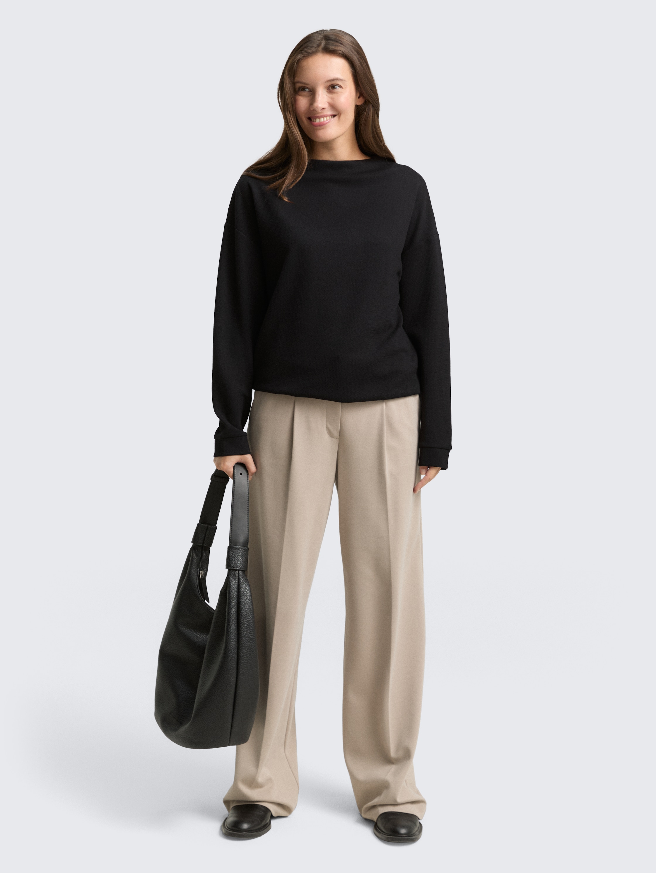 Loose Fit Sweatshirt mit Stehkragen - deep_black_1 - 