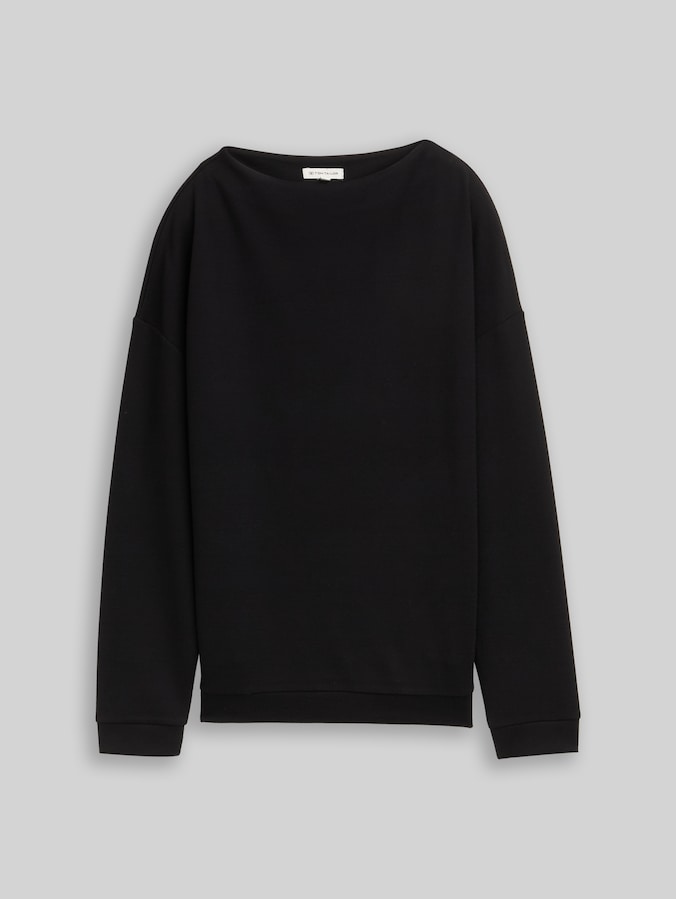 Loose fit sweatshirt with stand-up collar by Women, deep black
