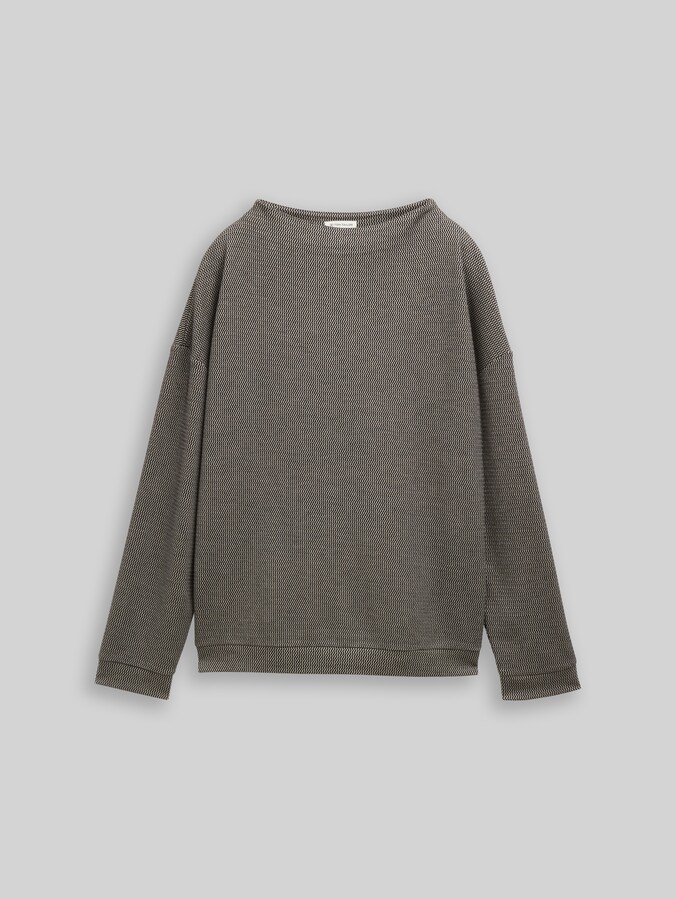Loose fit sweatshirt met opstaande kraag door Women, black beige wave structure