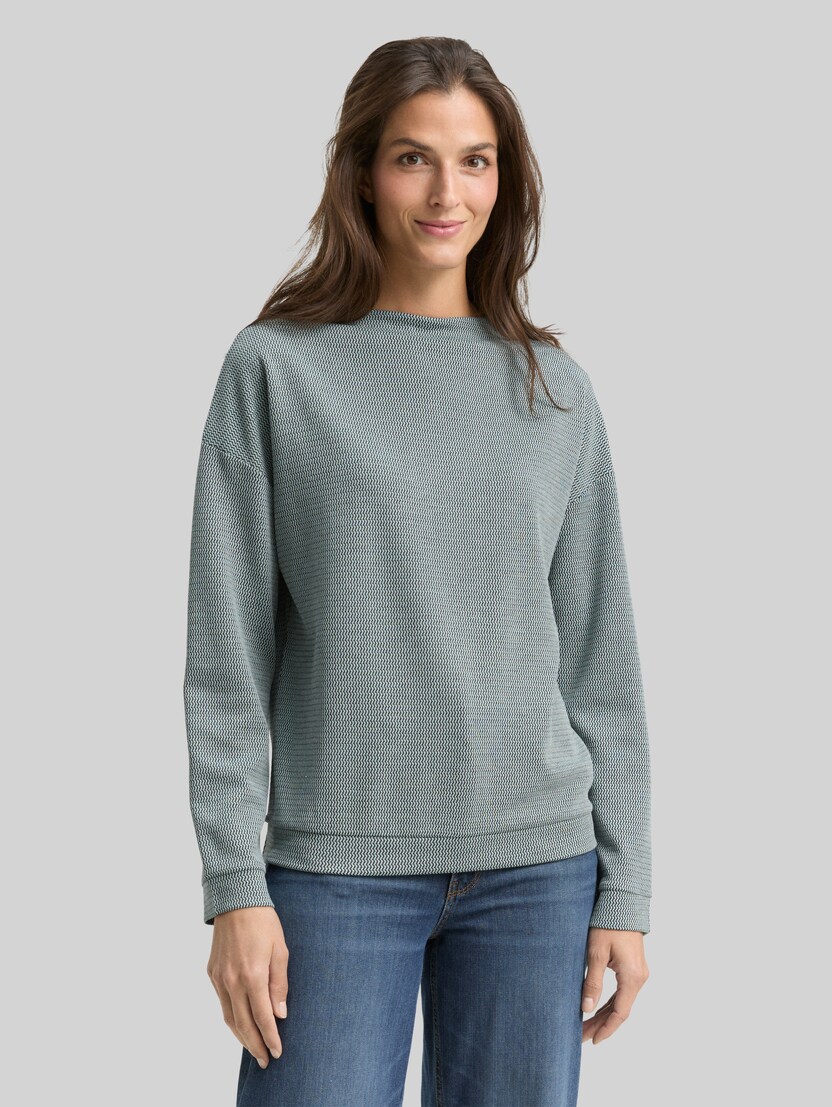 Loose fit sweatshirt met opstaande kraag door Women, black moss wave structure