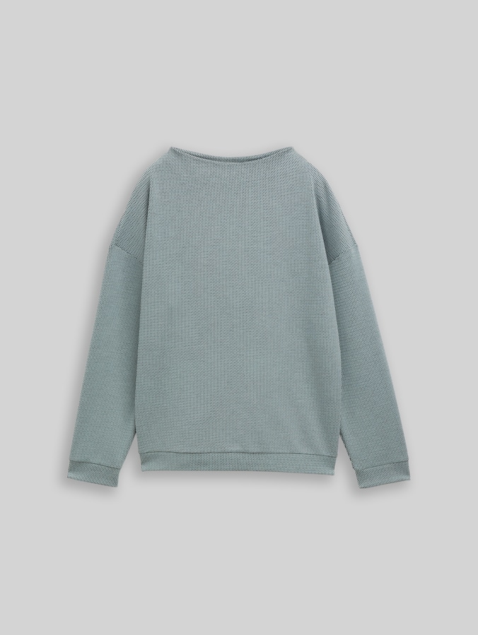 Loose Fit Sweatshirt mit Stehkragen von Women, black moss wave structure