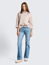 Boxy Fit Sweatshirt mit Stehkragen - dark clouds grey melange - Model-Vorderansicht