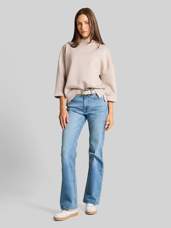 Boxy Fit Sweatshirt mit Stehkragen von Women, dark clouds grey melange