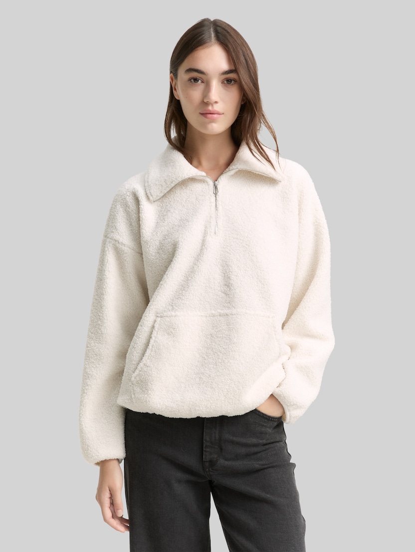 Loose Fit Teddy Sweatshirt von Denim Female, off white