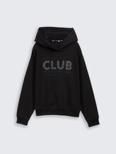 Oversize Hoodie Sweatshirt mit Glitzer-Applikation - deep black - Vorder-Produkt-Ansicht