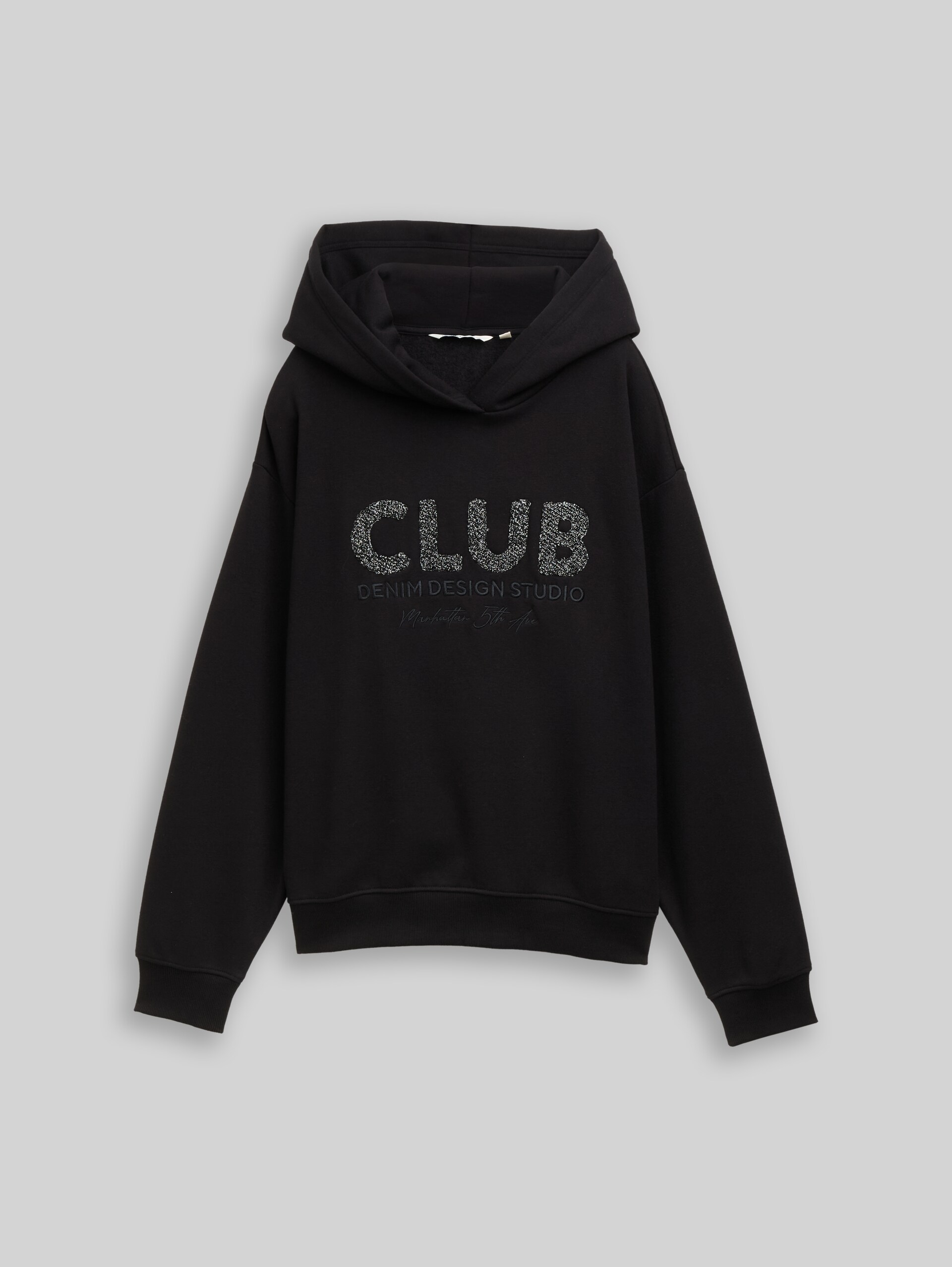 Oversize Hoodie Sweatshirt mit Glitzer-Applikation - deep black - Vorder-Produkt-Ansicht