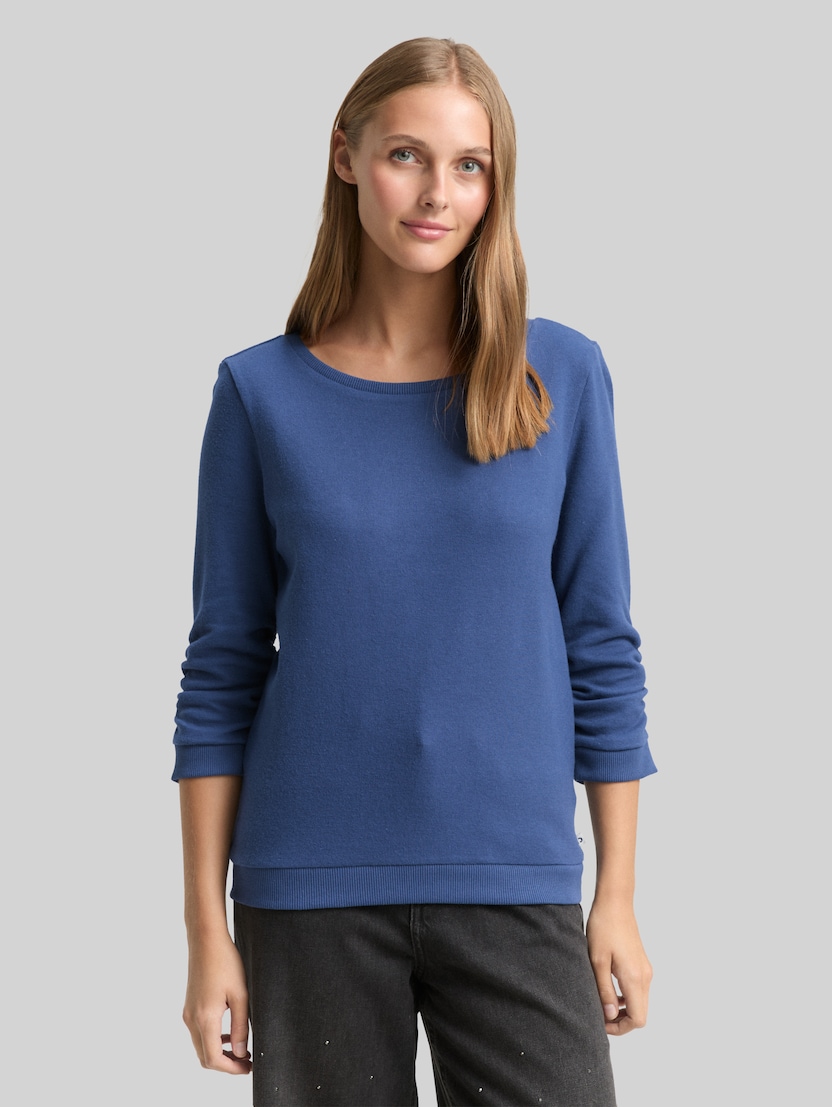 Fitted Sweatshirt mit Raffungen von Denim Female, Dark Duck Blue
