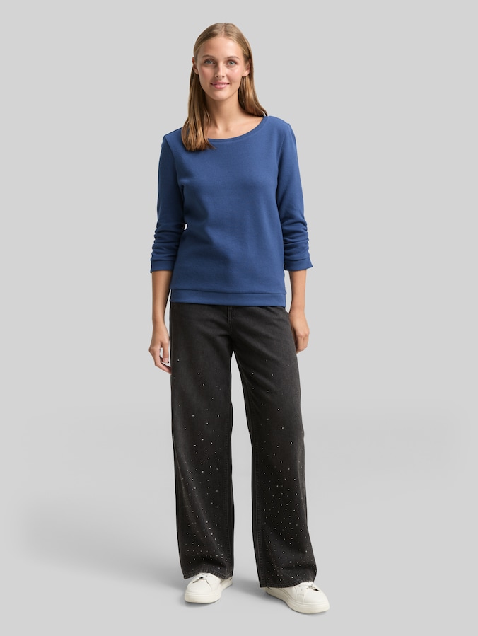 Fitted Sweatshirt mit Raffungen von Denim Female, Dark Duck Blue