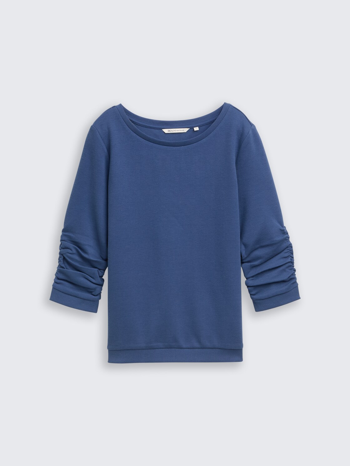 Fitted Sweatshirt mit Raffungen - Dark Duck Blue - Vorder-Produkt-Ansicht
