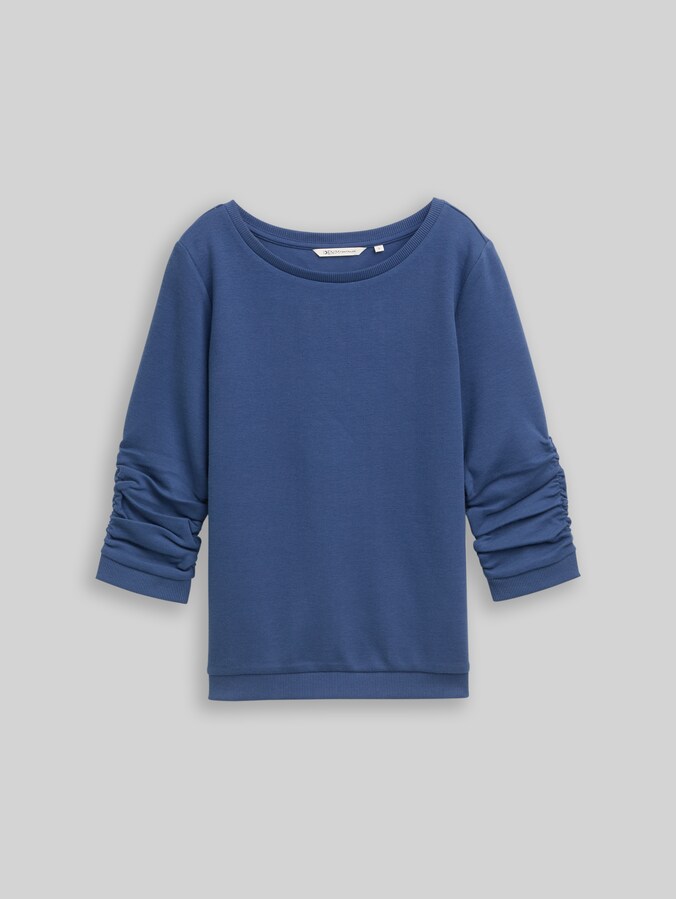Fitted Sweatshirt mit Raffungen von Denim Female, Dark Duck Blue