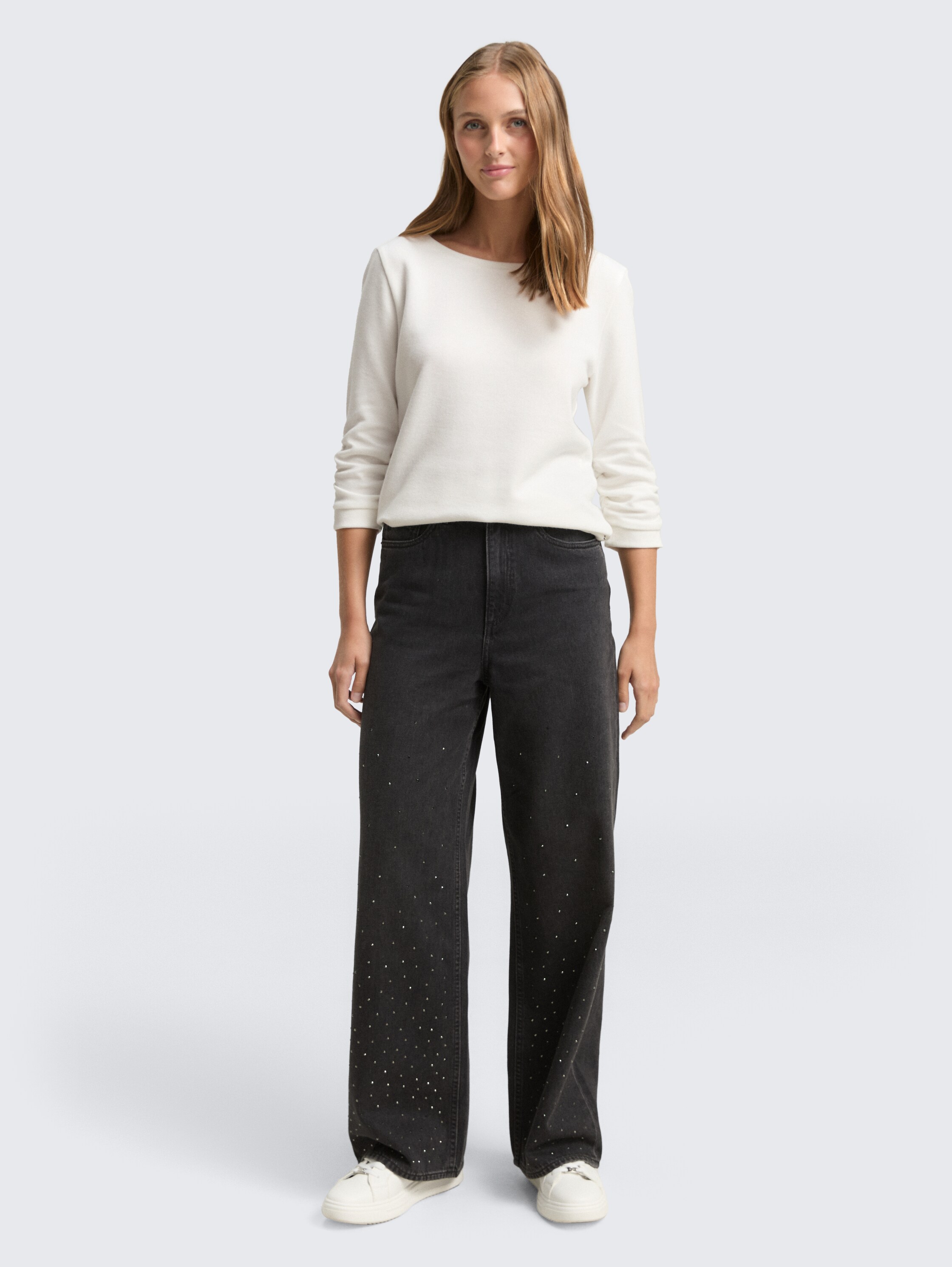 Fitted Sweatshirt mit Raffungen - off_white_1 - 