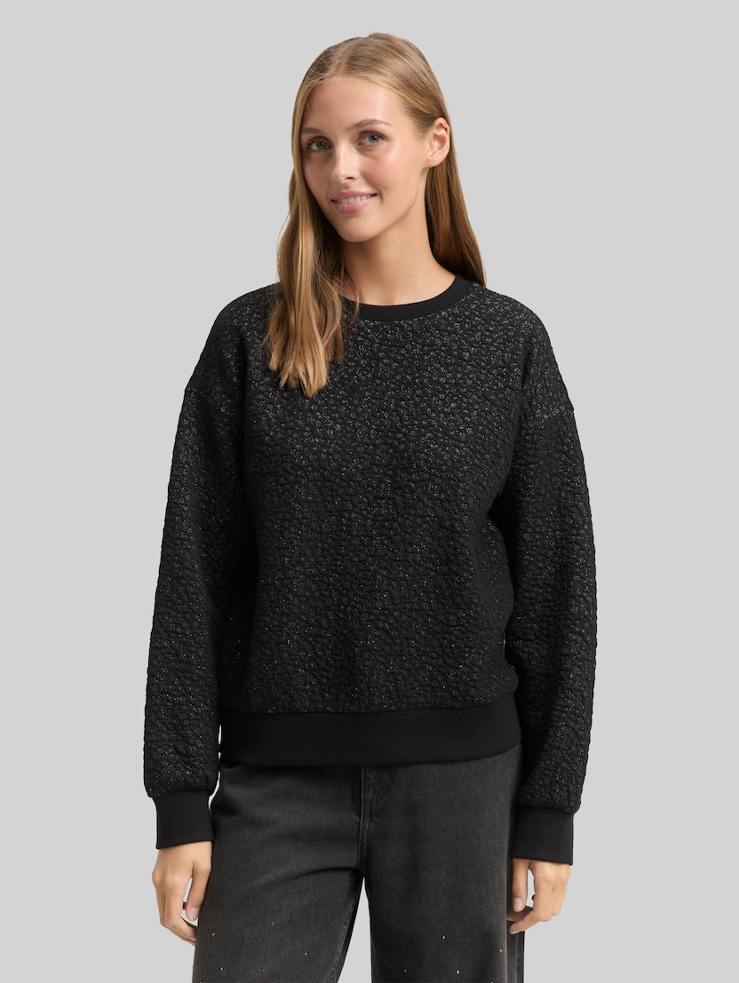 Sweatshirt met glitter-effect door Denim Female, black glitter