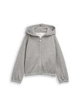 Geselecteerd, Cropped hoodie Sweatjack met glitterlook door Tom Tailor, grauw