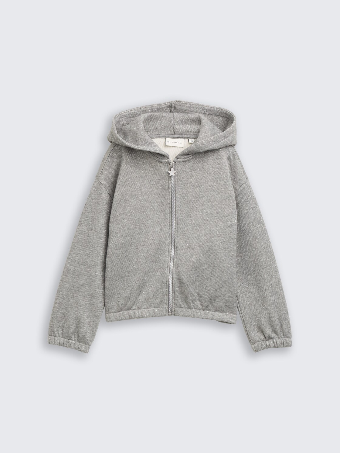 Cropped Hoodie Sweatjacke in Glitzer-Optik - grey melange with glitter - Vorder-Produkt-Ansicht