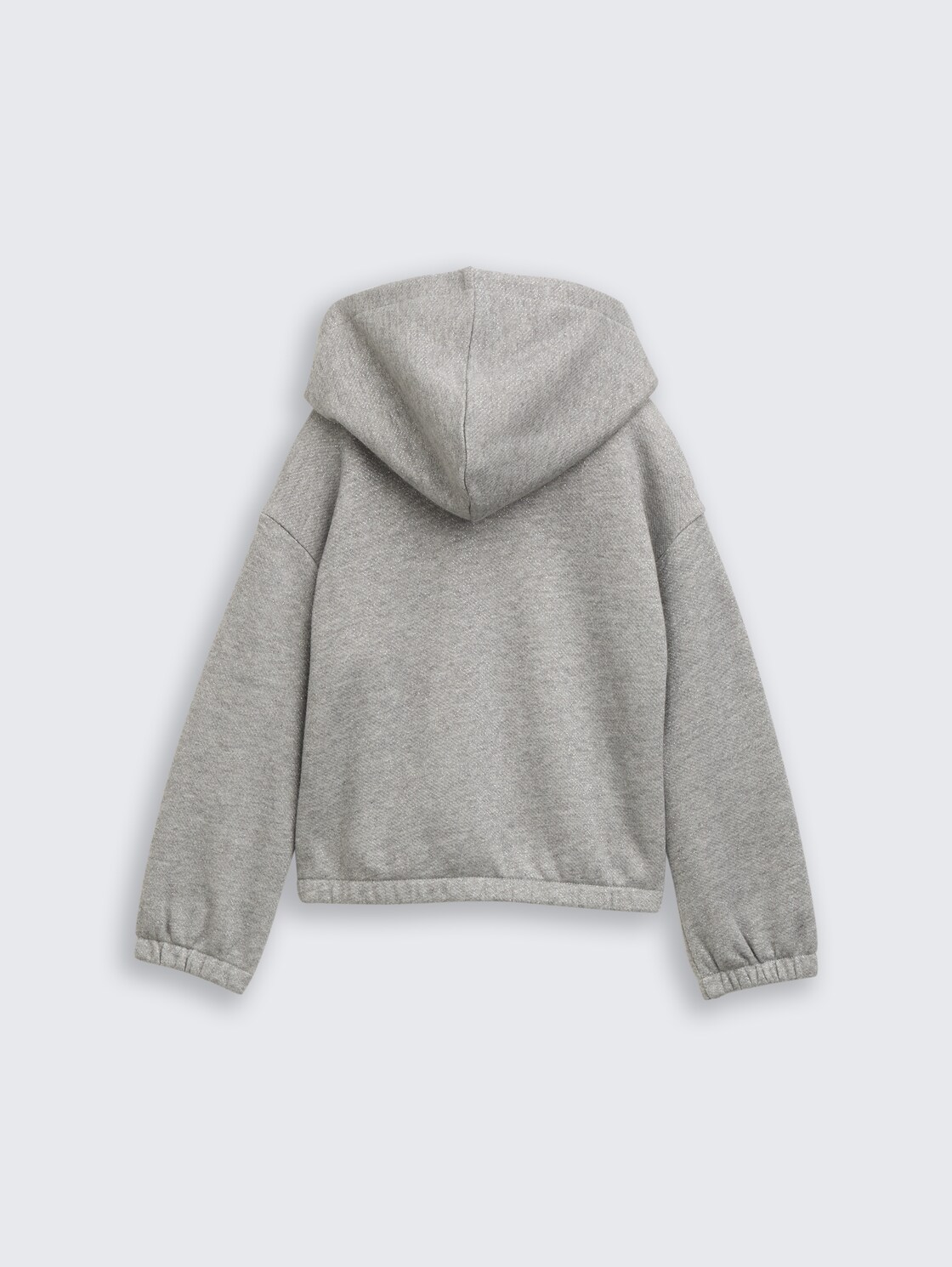 Cropped Hoodie Sweatjacke in Glitzer-Optik - grey melange with glitter