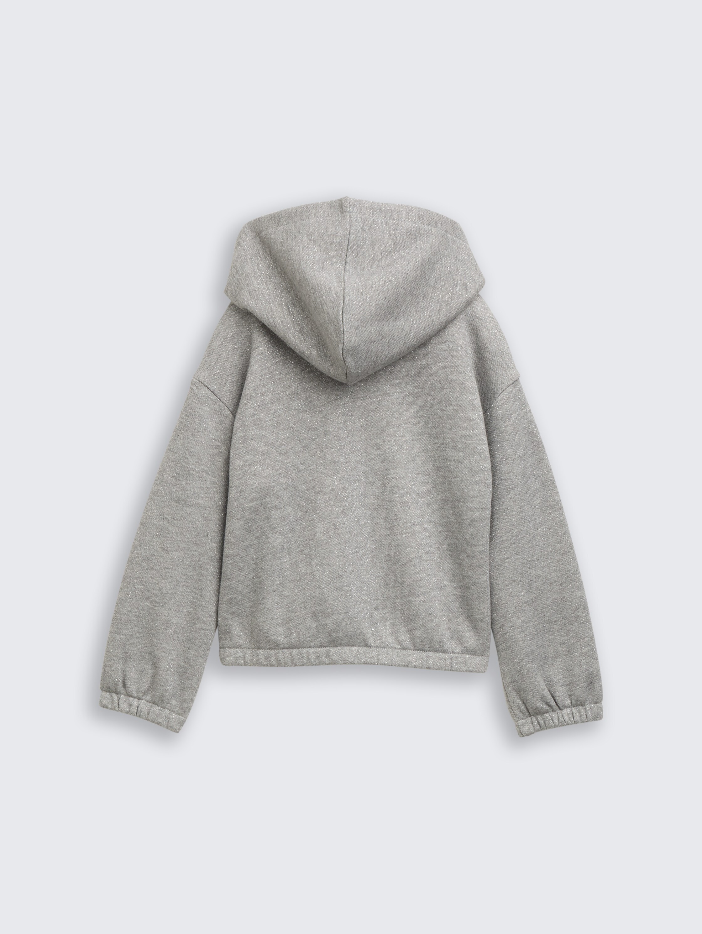 Cropped Hoodie Sweatjacke in Glitzer-Optik - grey_melange_with_glitter - 