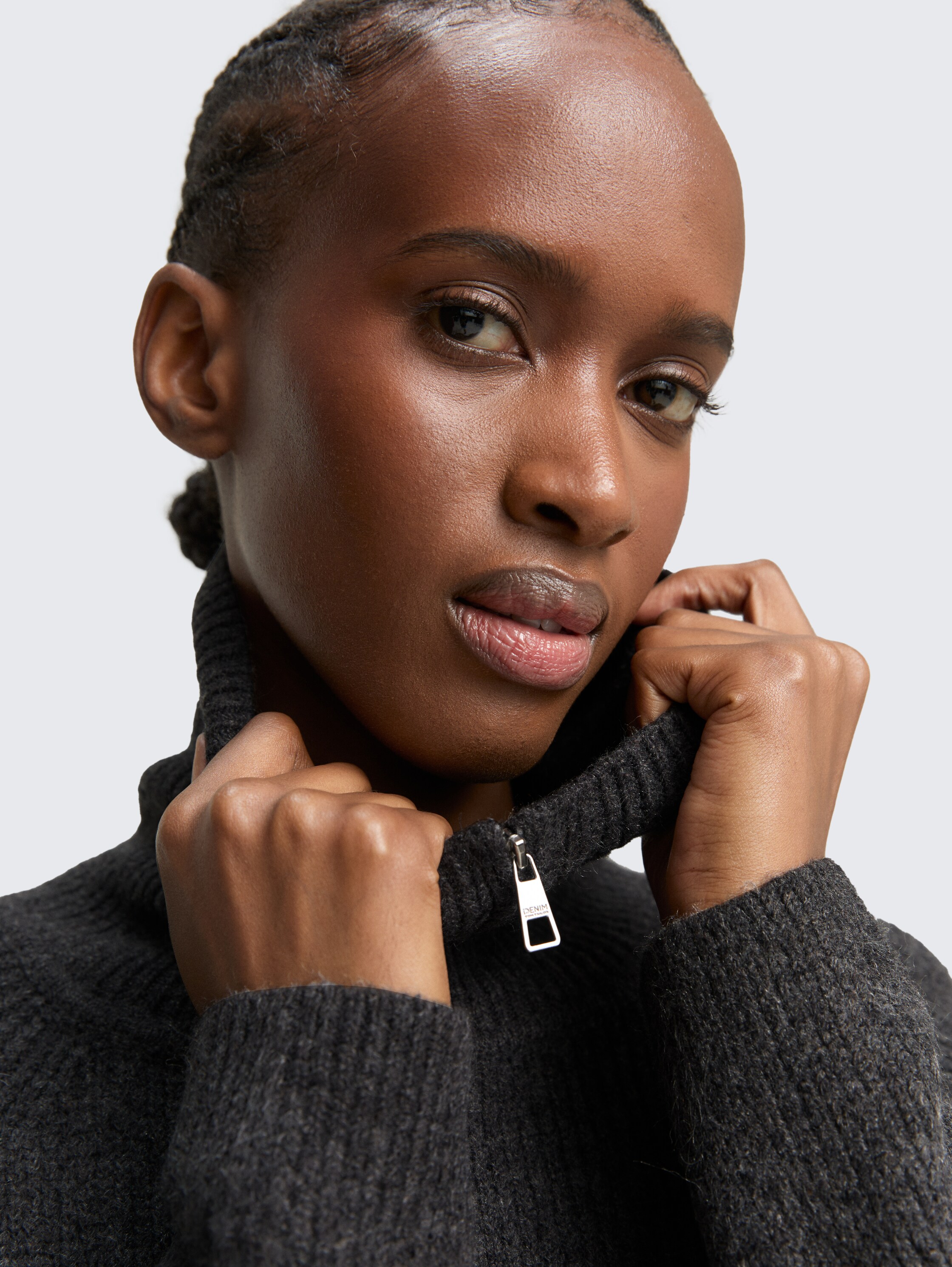 Mini-jurk met troyerkraag - shale_grey_melange - 