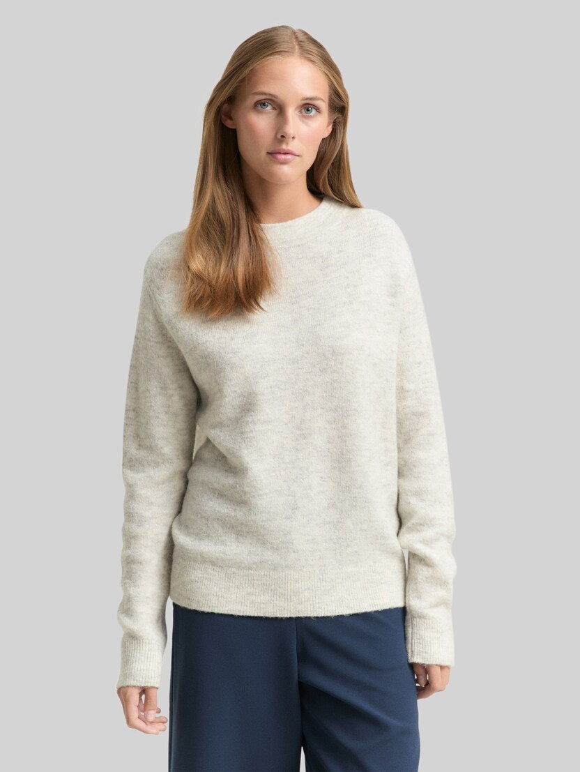 Gezellige gebreide trui door Denim Female, Marble Beige Melange