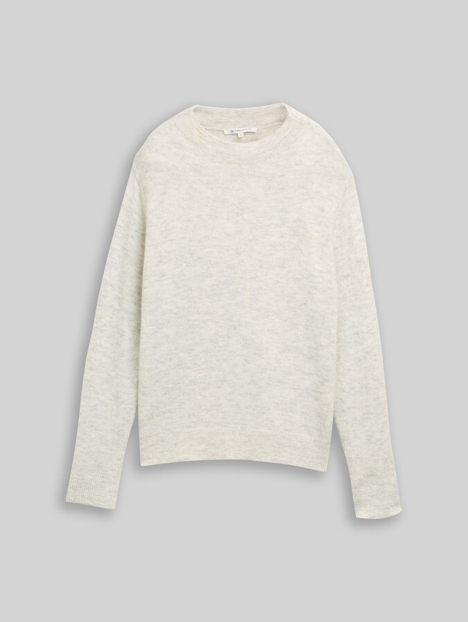 Cosy Strickpullover von Denim Female, Marble Beige Melange