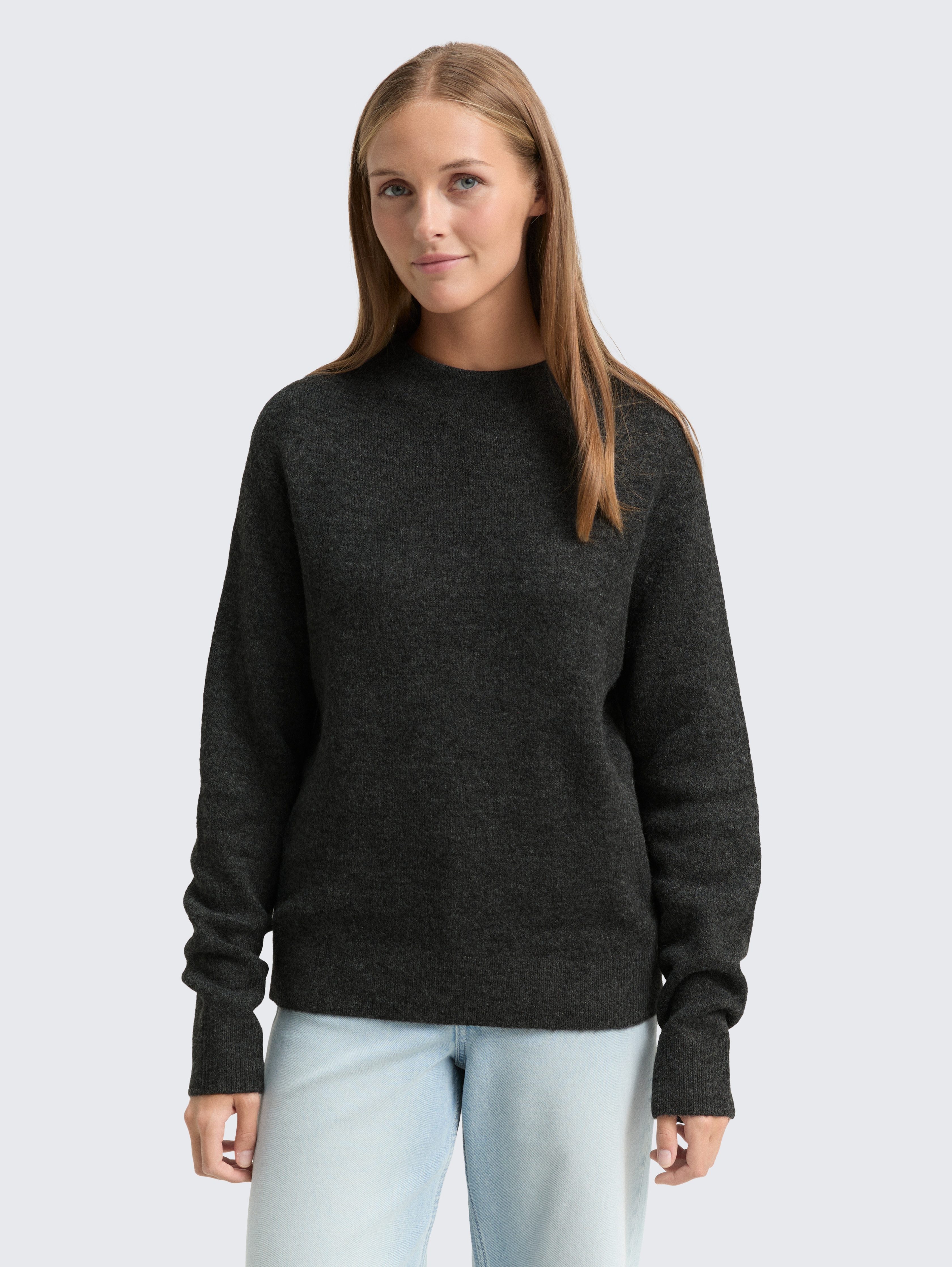 Cosy Strickpullover von Denim Female, Shale Grey Melange