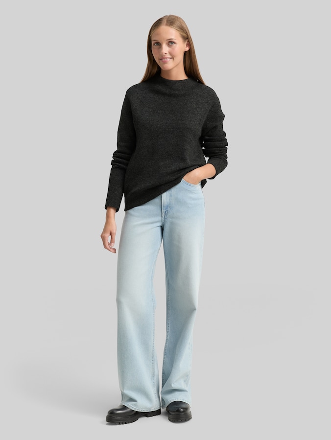 Cosy Strickpullover von Denim Female, Shale Grey Melange