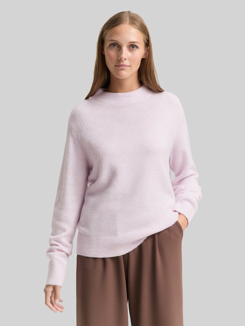 Gezellige gebreide trui door Denim Female, lilac fog melange
