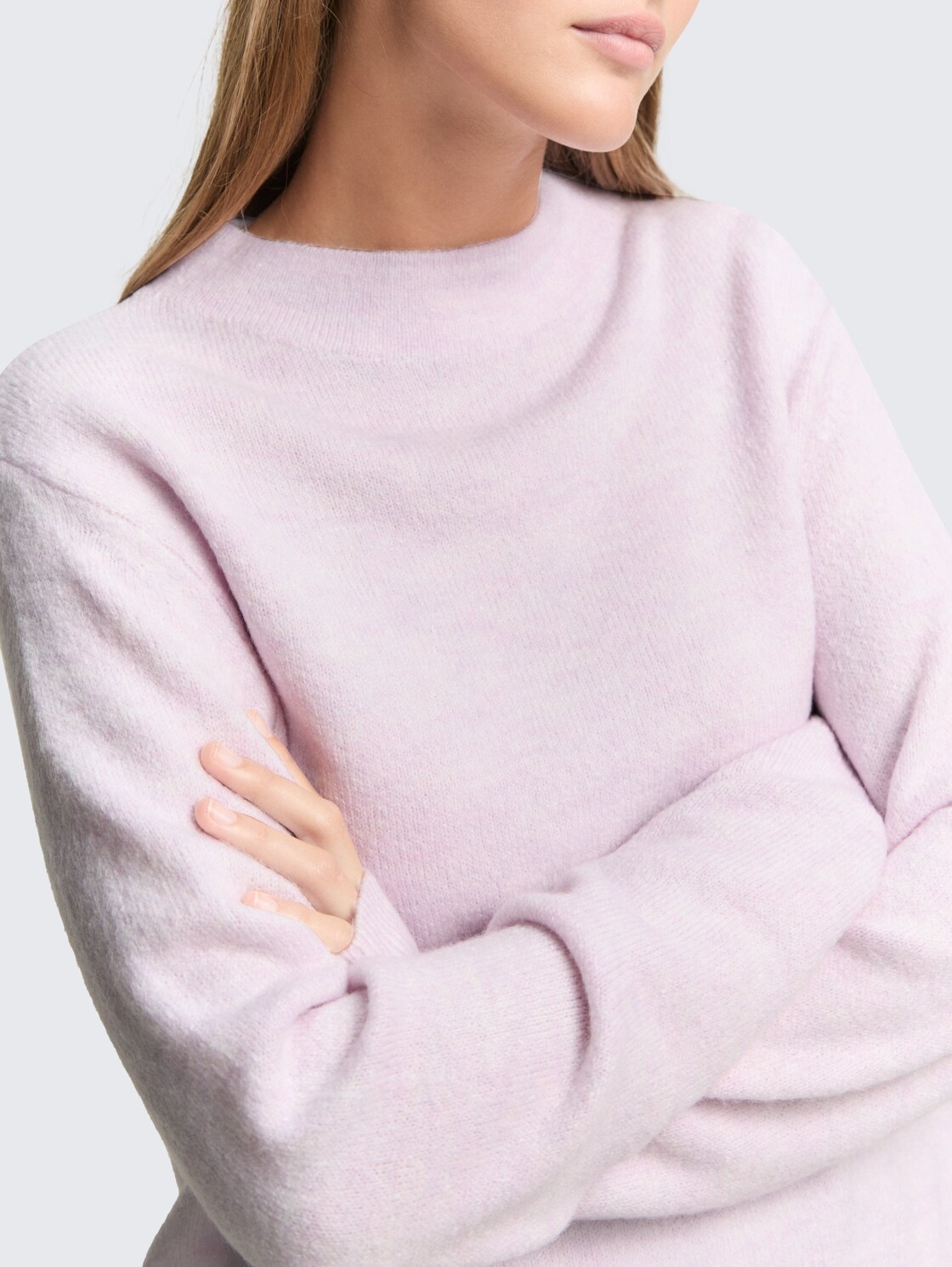 Cosy Strickpullover - lilac fog melange - Detail-Model-Ansicht