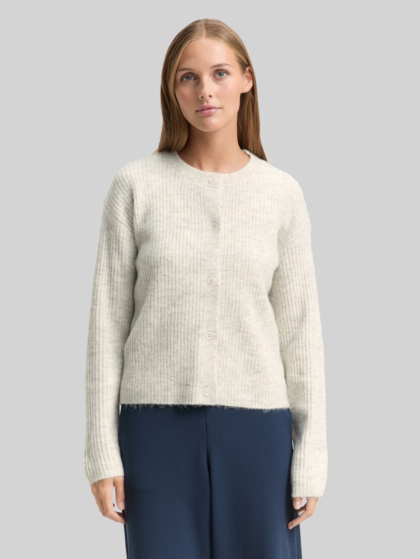 Cosy cardigan with a round neckline by Denim Female, Marble Beige Melange