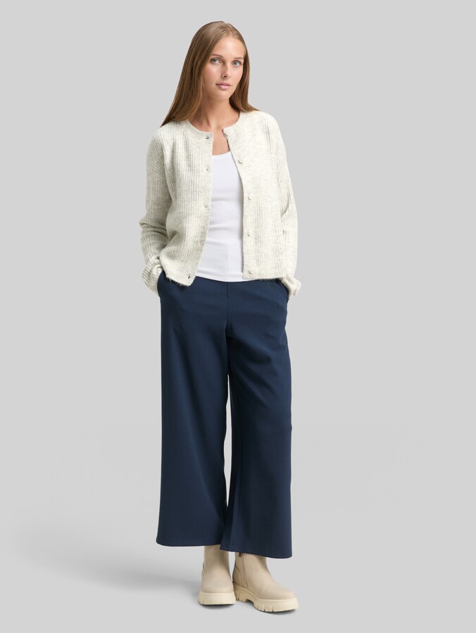Gezellige cardigan met ronde hals door Denim Female, Marble Beige Melange