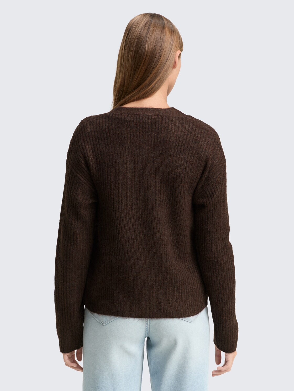Cosy Cardigan mit Rundhalsausschnitt - soft chocolate brown melange