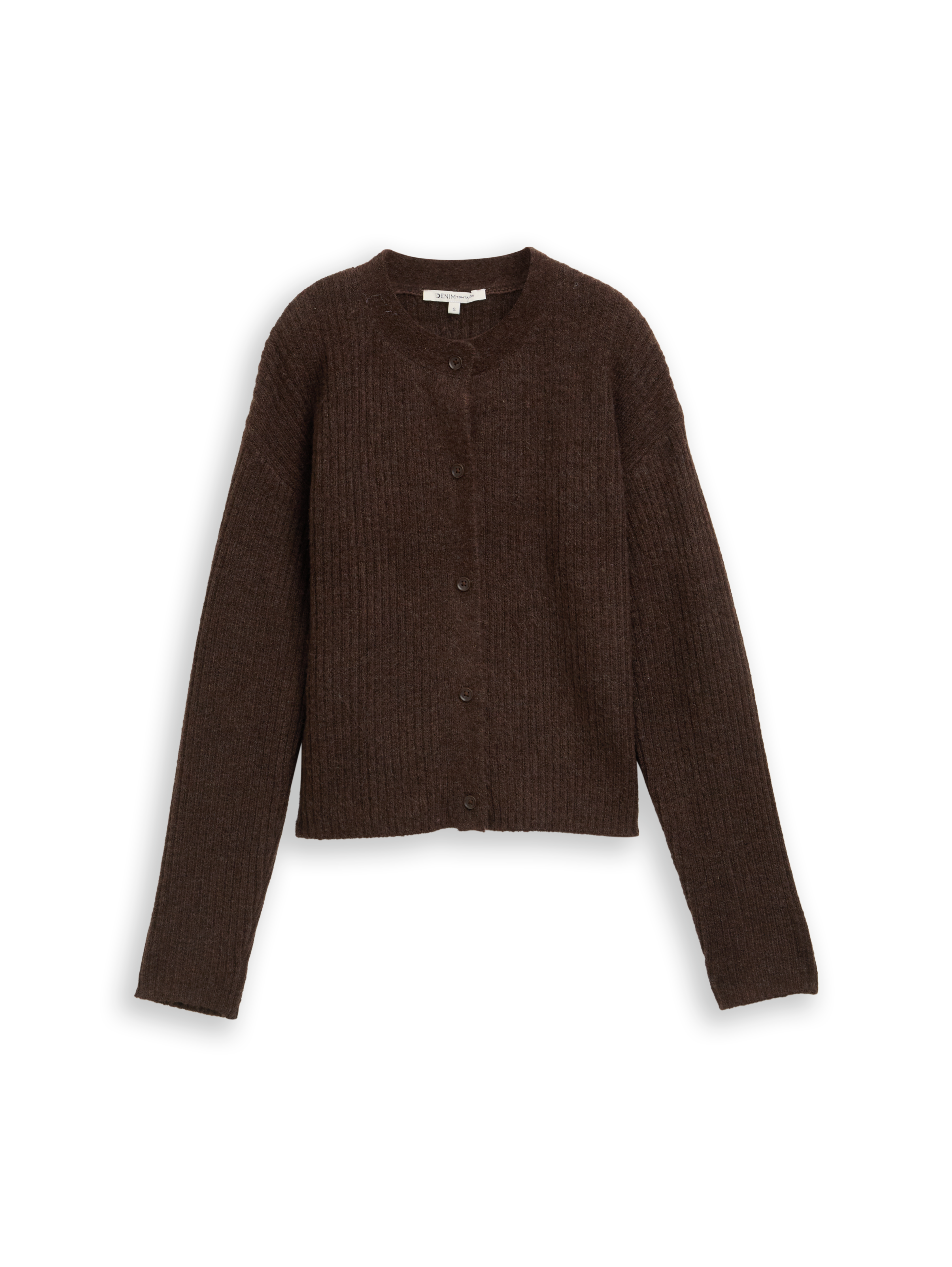 Cosy Cardigan mit Rundhalsausschnitt - soft chocolate brown melange