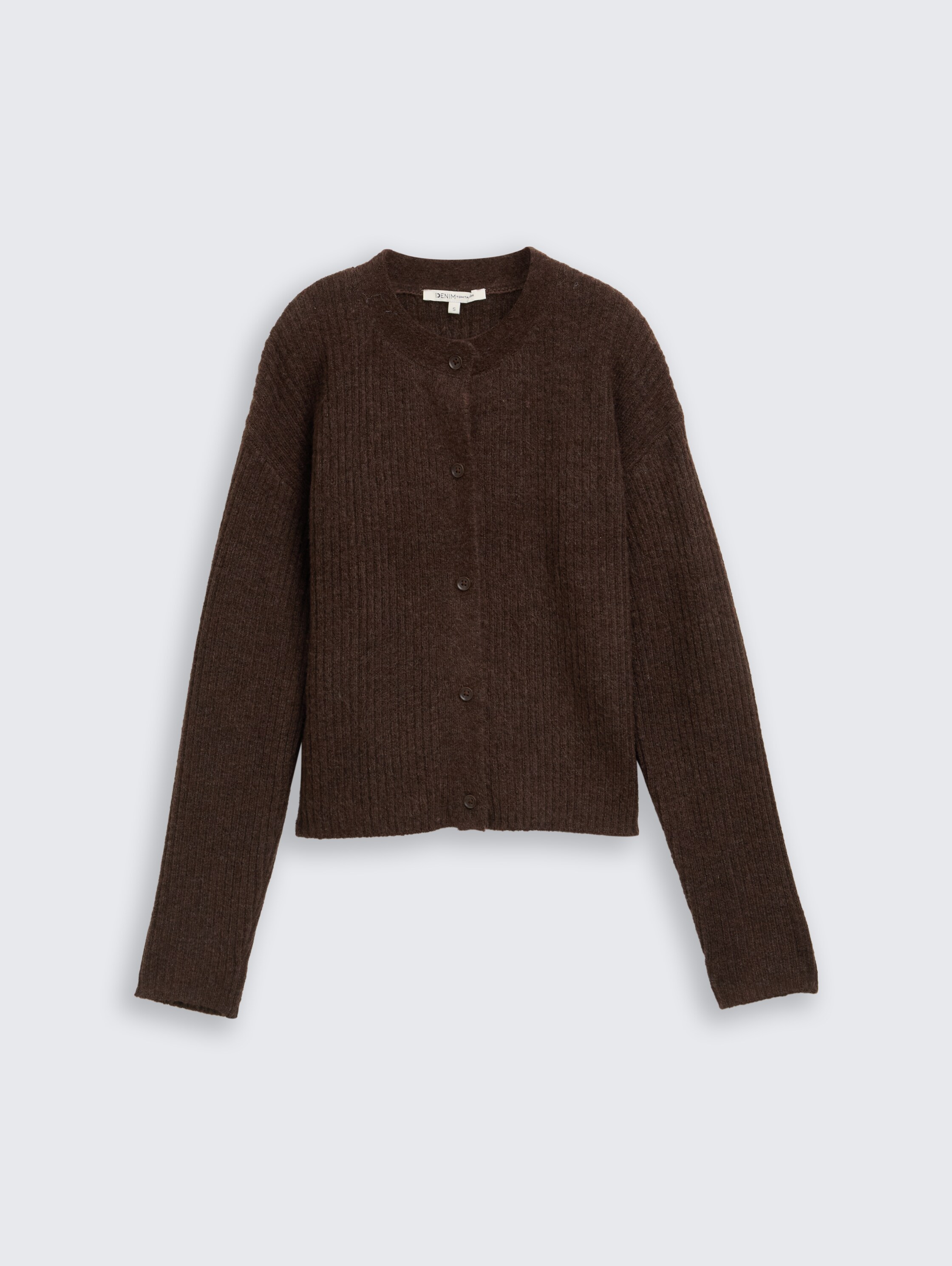 Gezellige cardigan met ronde hals - soft chocolate brown melange