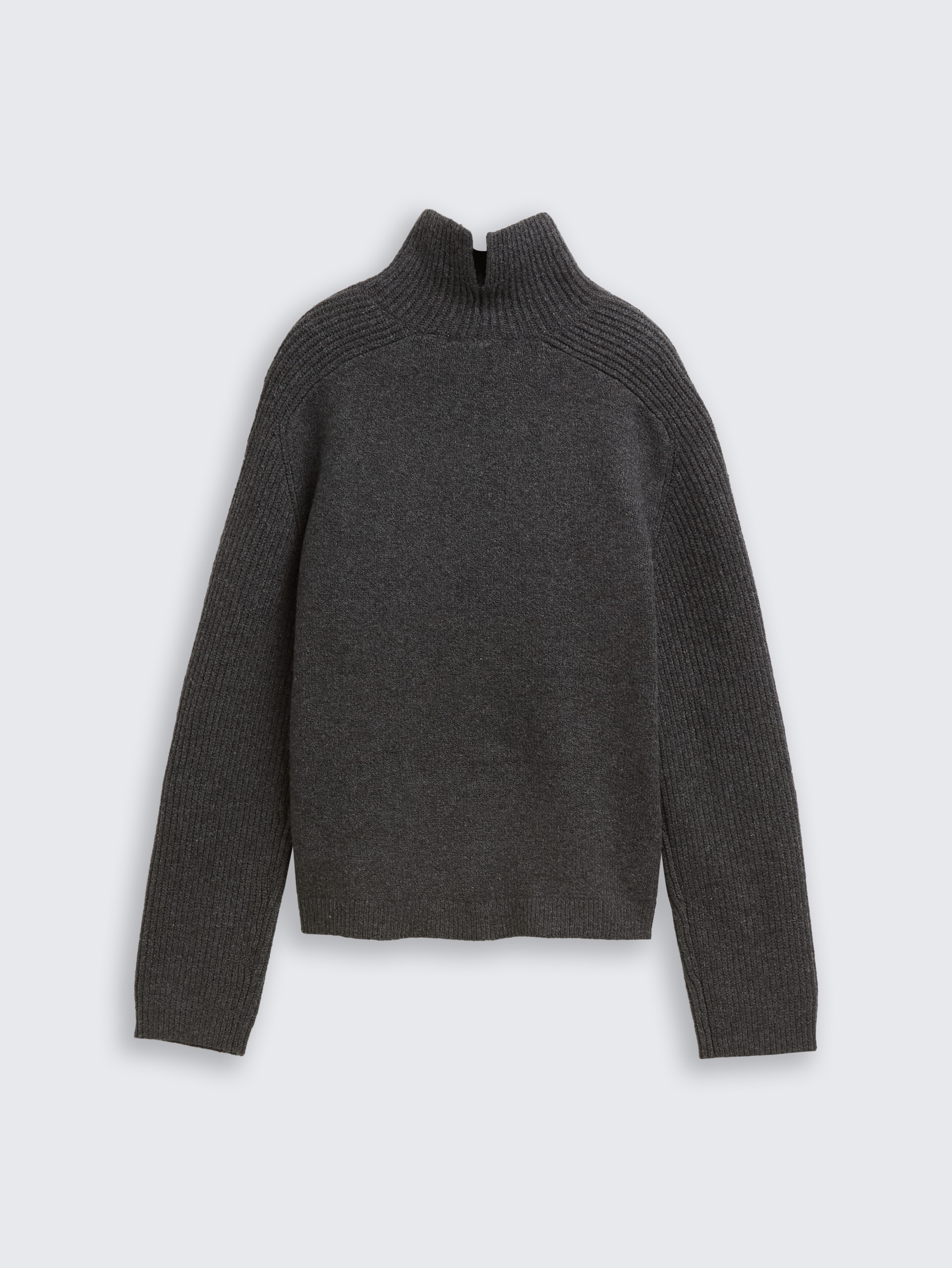 Relaxed Fit Strickpullover mit Stehkragen - Shale Grey Melange
