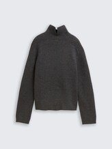 Relaxed Fit Strickpullover mit Stehkragen - Shale Grey Melange