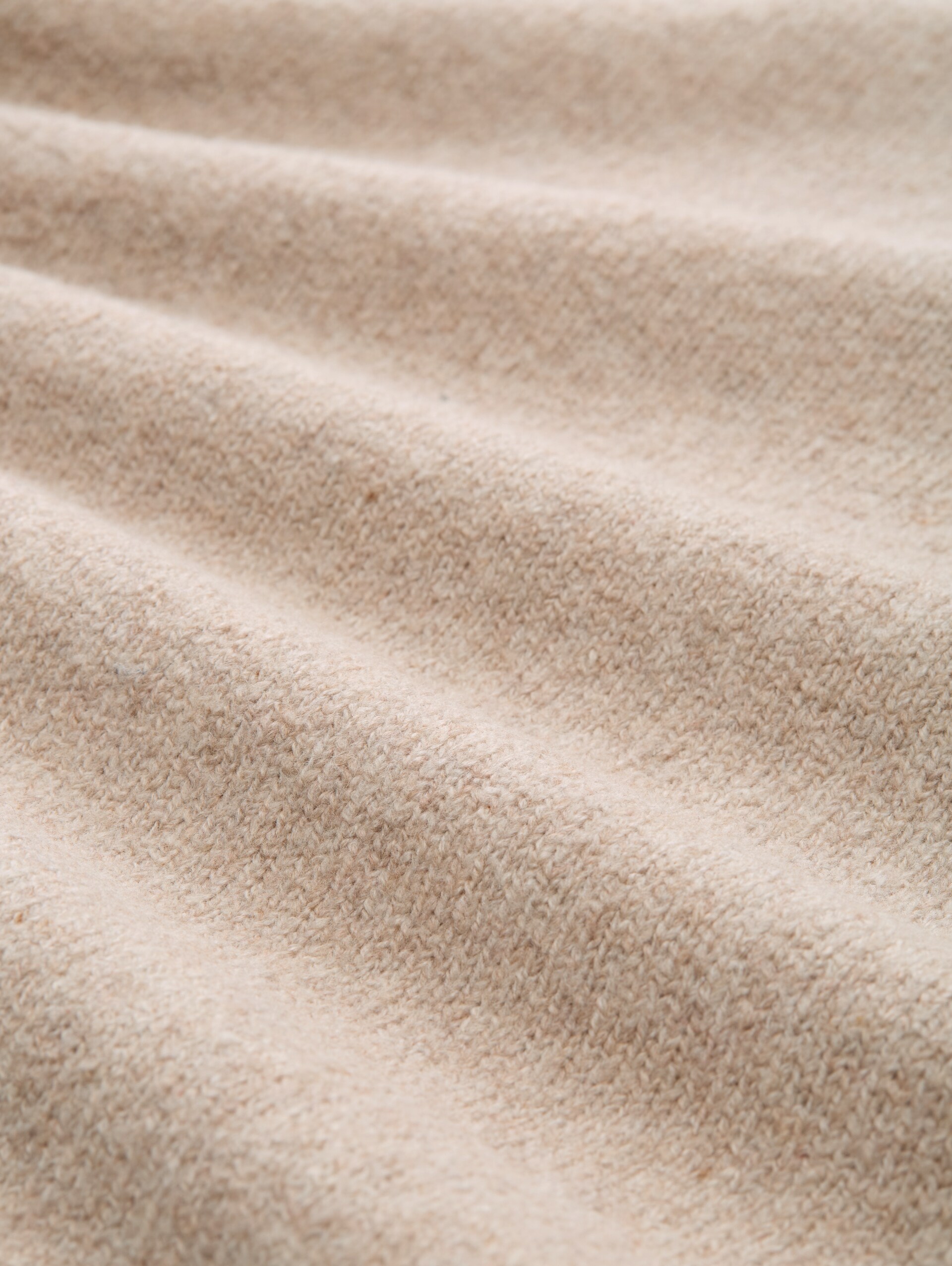 Relaxed fit knitted jumper with stand-up collar - cosy beige melange - Material view