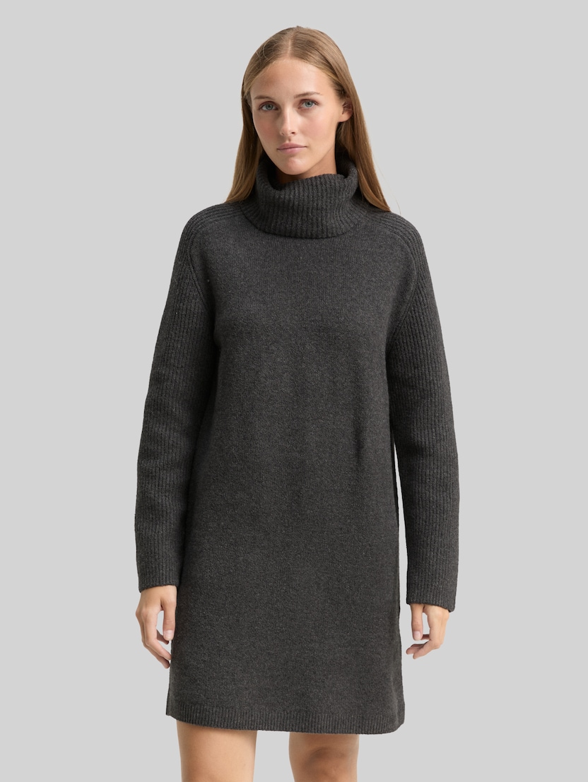 Mini-Kleid mit Rollkragen von Denim Female, Shale Grey Melange