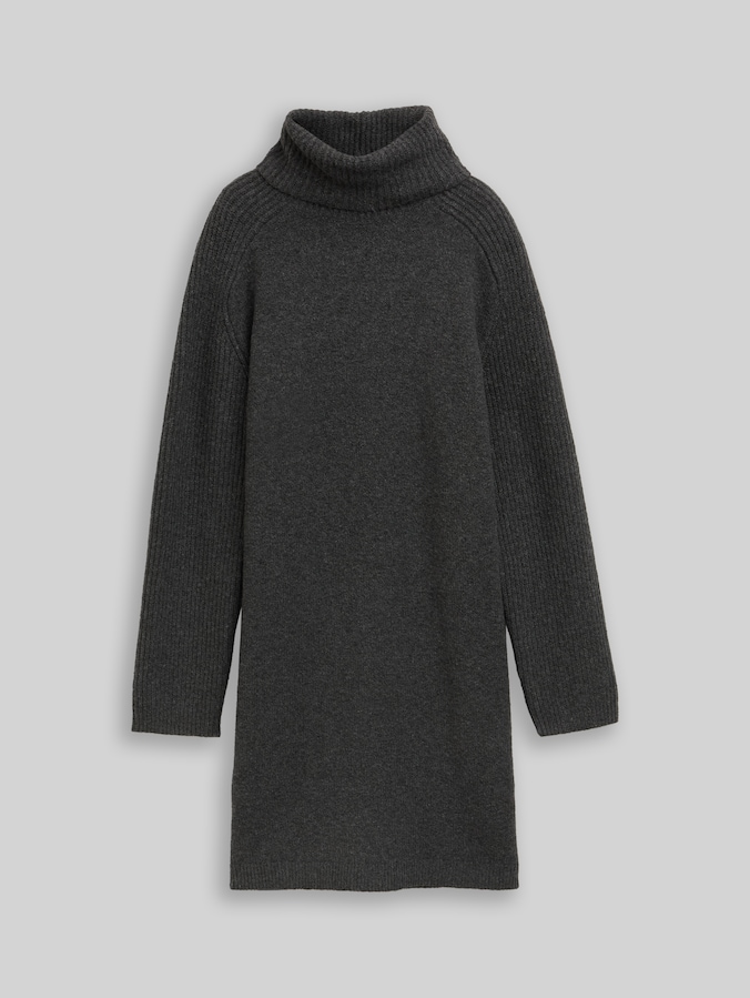 Mini-Kleid mit Rollkragen von Denim Female, Shale Grey Melange
