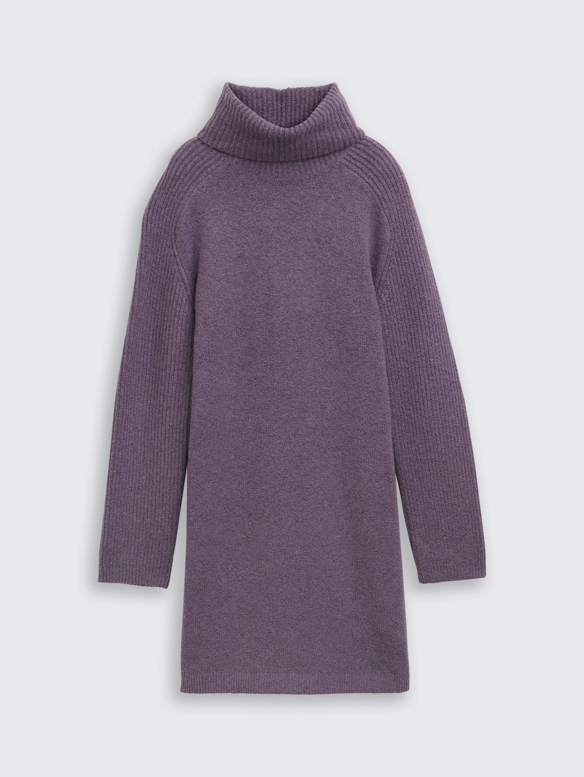 Mini-Kleid mit Rollkragen - dark lavender melange - Vorder-Produkt-Ansicht