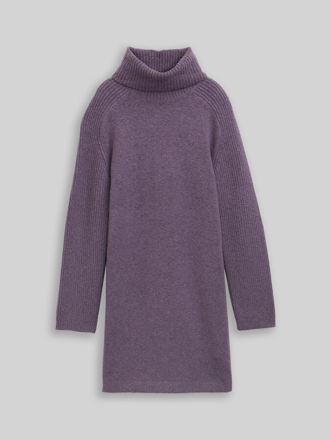 Mini-Kleid mit Rollkragen von Denim Female, dark lavender melange