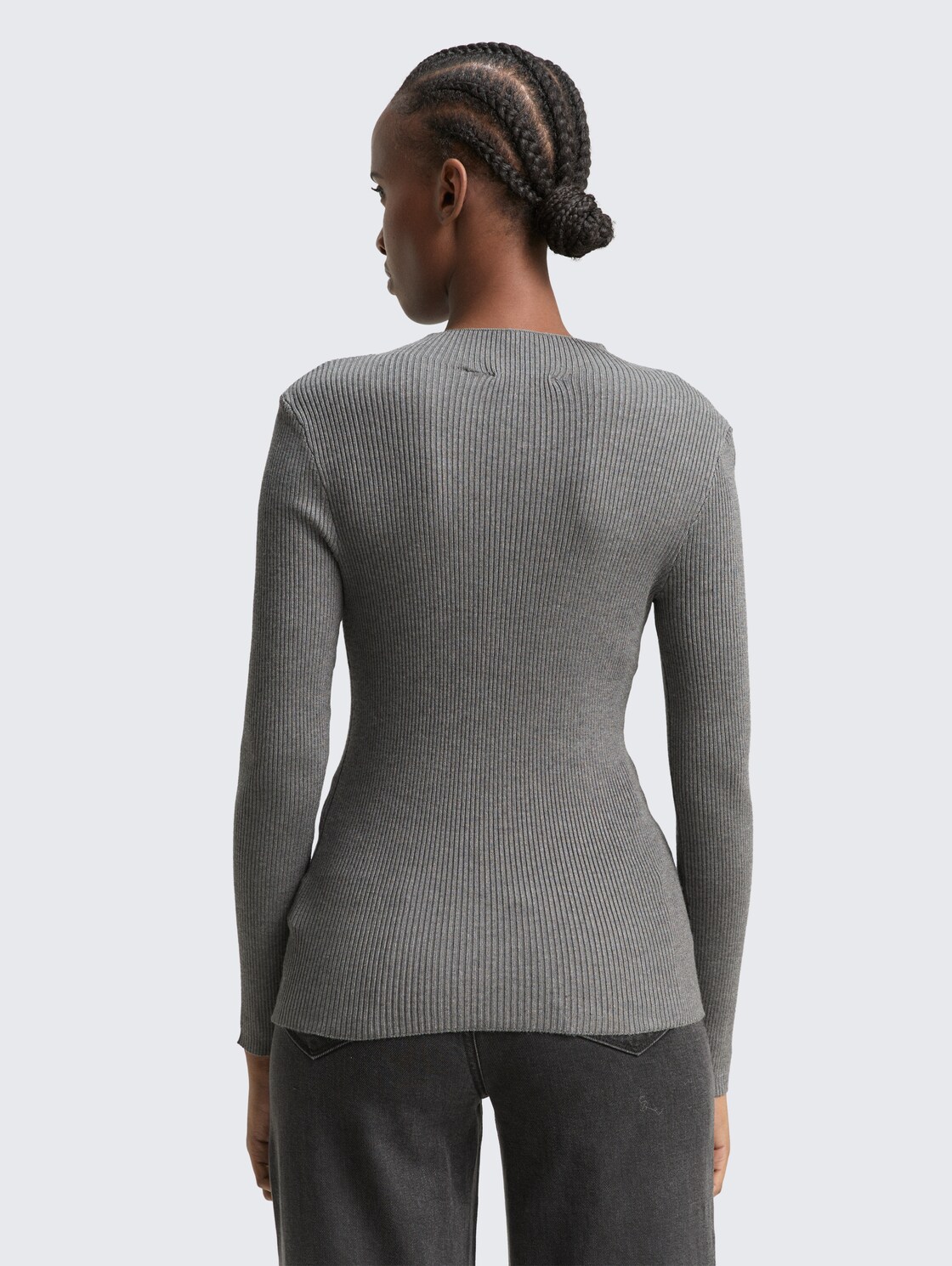 Tight Fit Strickpullover - Stormy Gray Melange