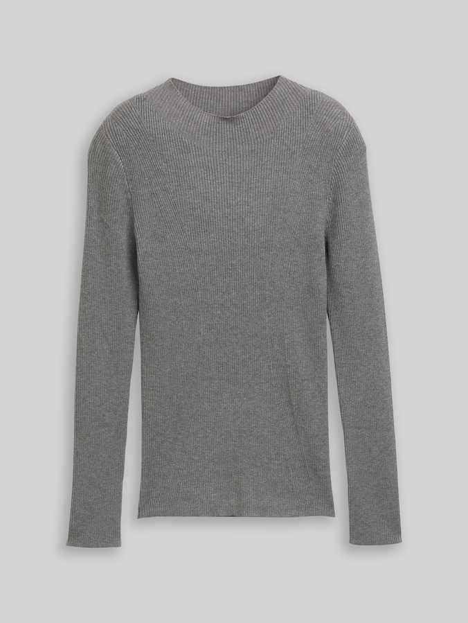 Tight Fit Strickpullover von Denim Female, Stormy Gray Melange