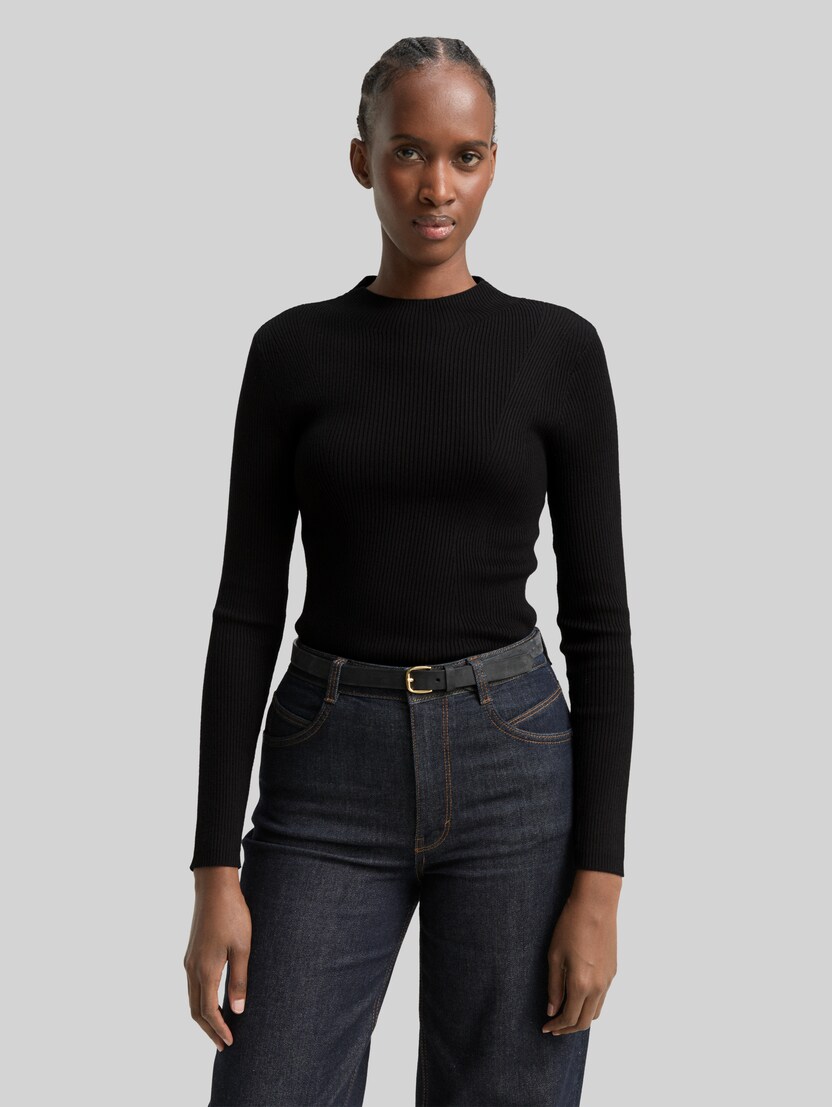 Tight fit gebreide trui door Denim Female, deep black