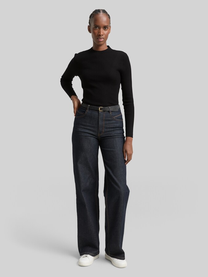 Tight Fit Strickpullover von Denim Female, deep black