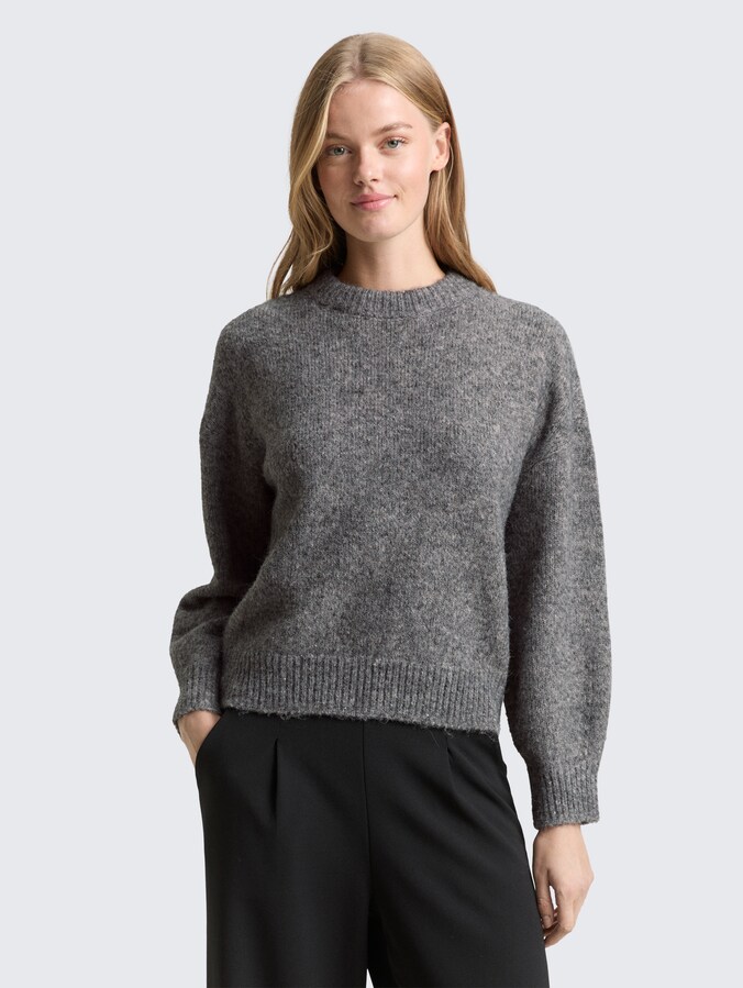 Oversized gebreide trui door Denim Female, Stormy Gray Melange