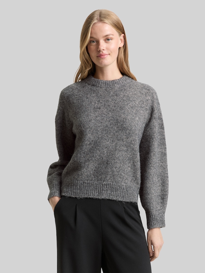 Oversize Strickpullover von Denim Female, Stormy Gray Melange