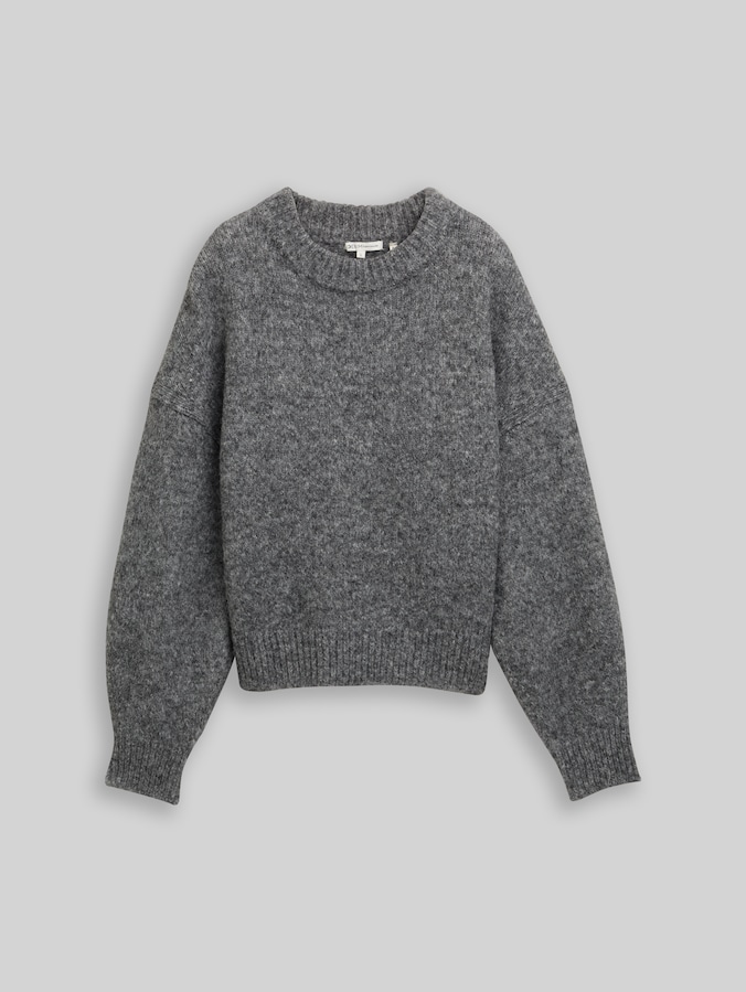 Oversize Strickpullover von Denim Female, Stormy Gray Melange